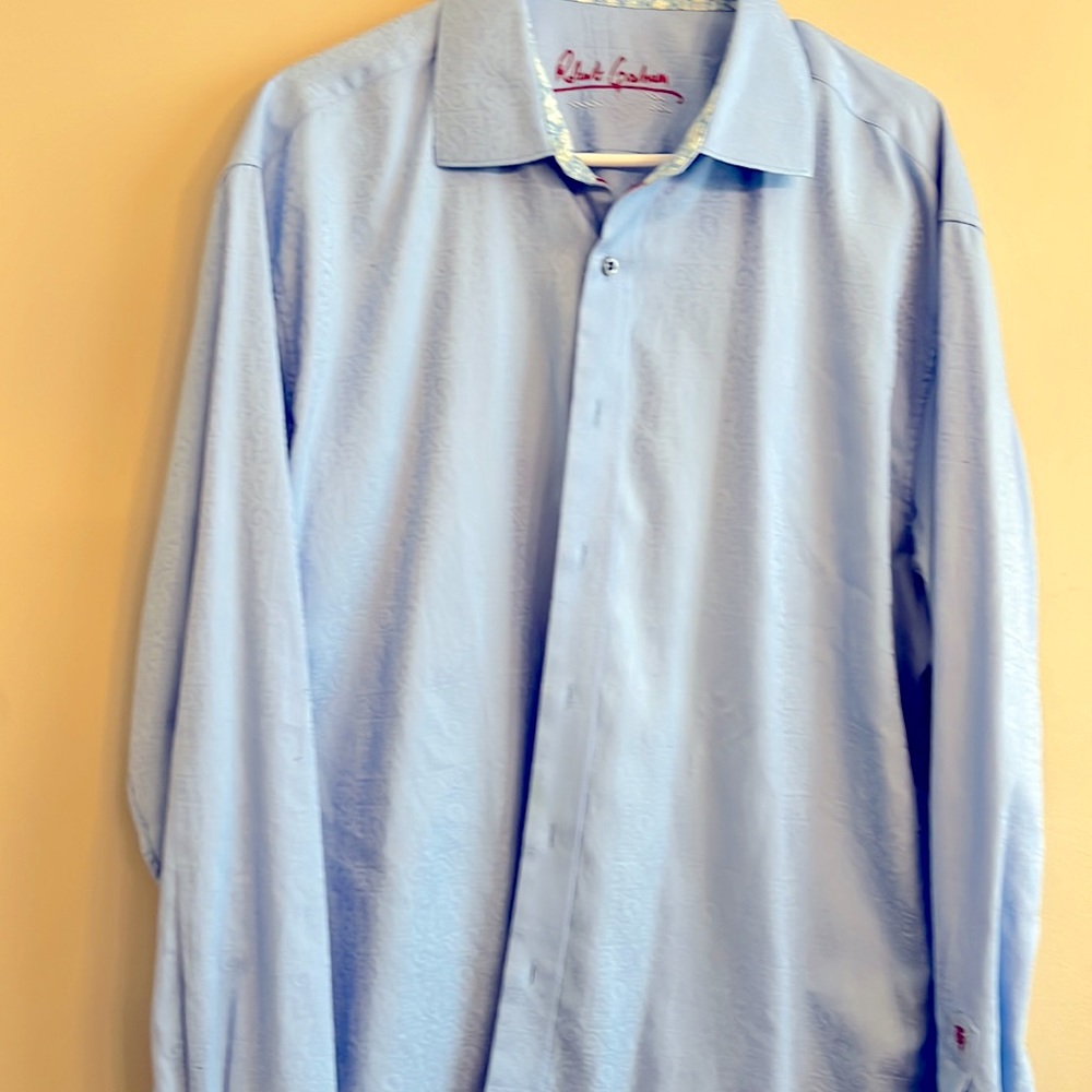 Mens Xl Robert Graham baby blue button down dress shirt
